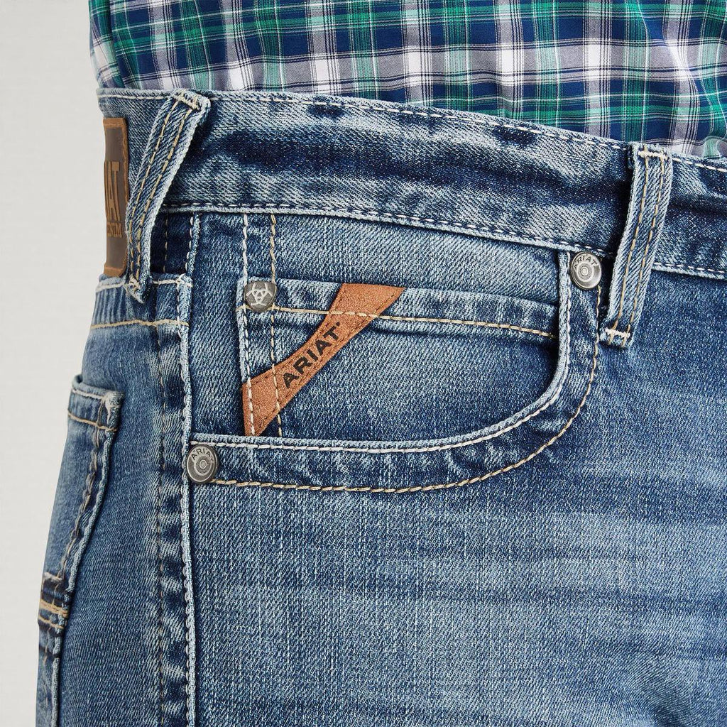 Mens ariat M7 slim fit straight leg jeans  wash: poplar|10043188 M7