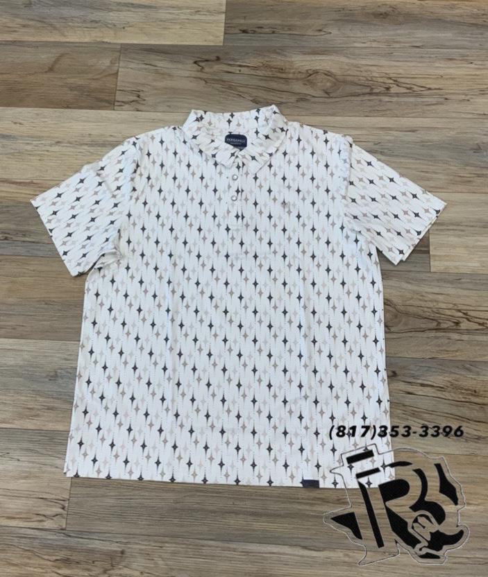 Men’s Aztec snap knit white polo | PPMT51R0X0