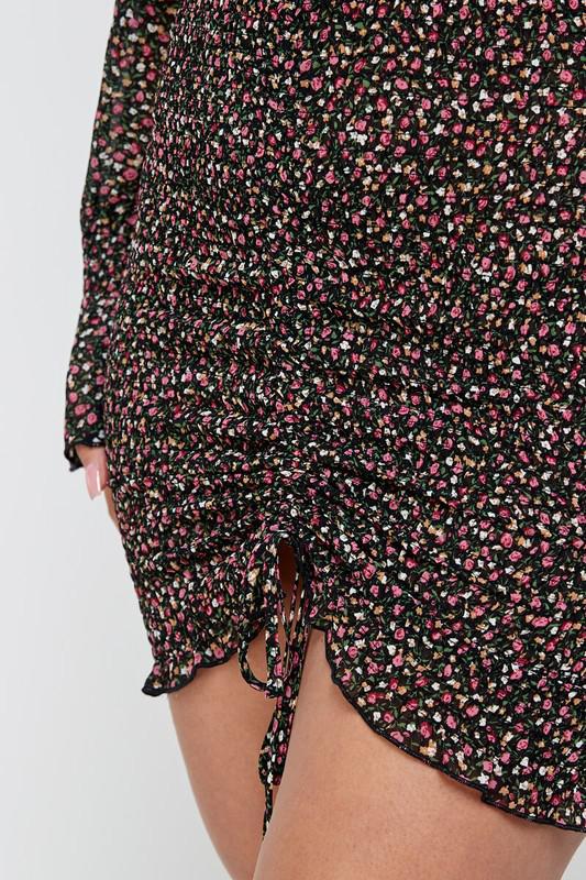 Floral Smocked Off The Shoulder Bodycon Dress