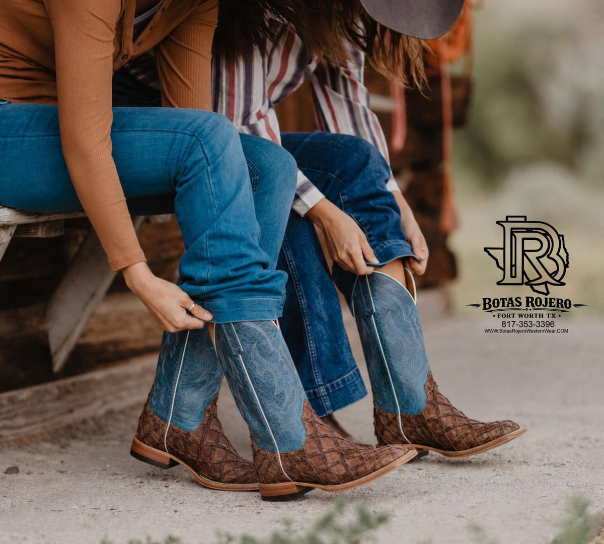 WOMEN ANDERSON BEAN PIRARUCU FISH SQUARE TOE WESTERN BOOTS