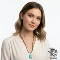 Cheetah necklace with turquoise pendant & earrings
