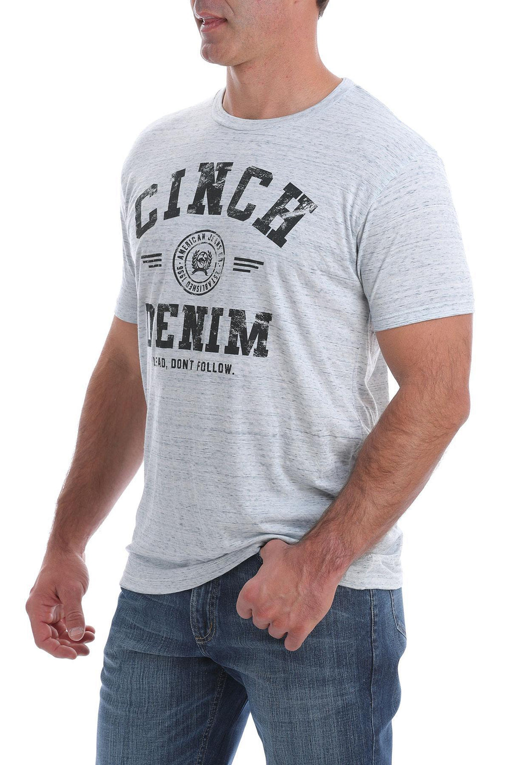 CINCH | MEN T SHIRT HEATHER WHITE