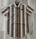 ROCK & ROLL MEN’S CLASSIC FIT BROWN STRIPED SHORT SLEEVE SHIRT | BMB3S08663
