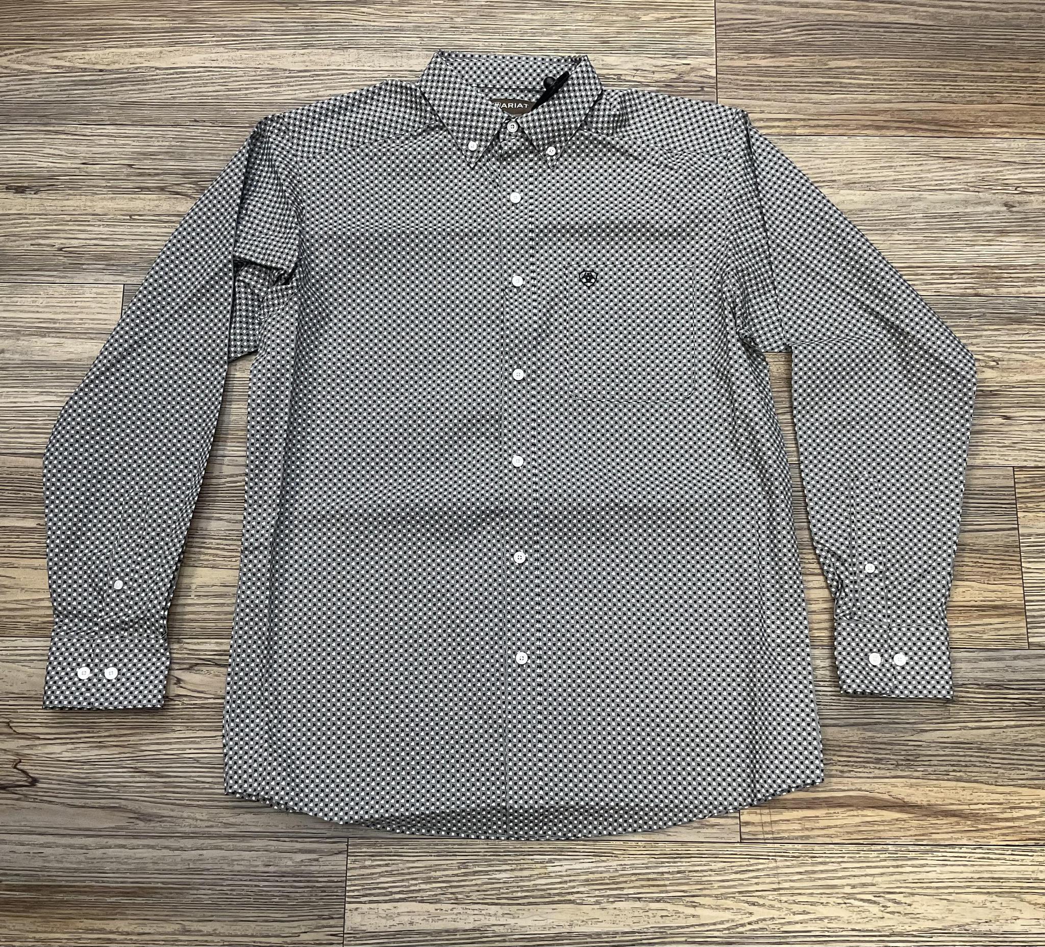 ARIAT MEN’S GREY TRISTAN LONG SLEEVE SHIRT |10065854