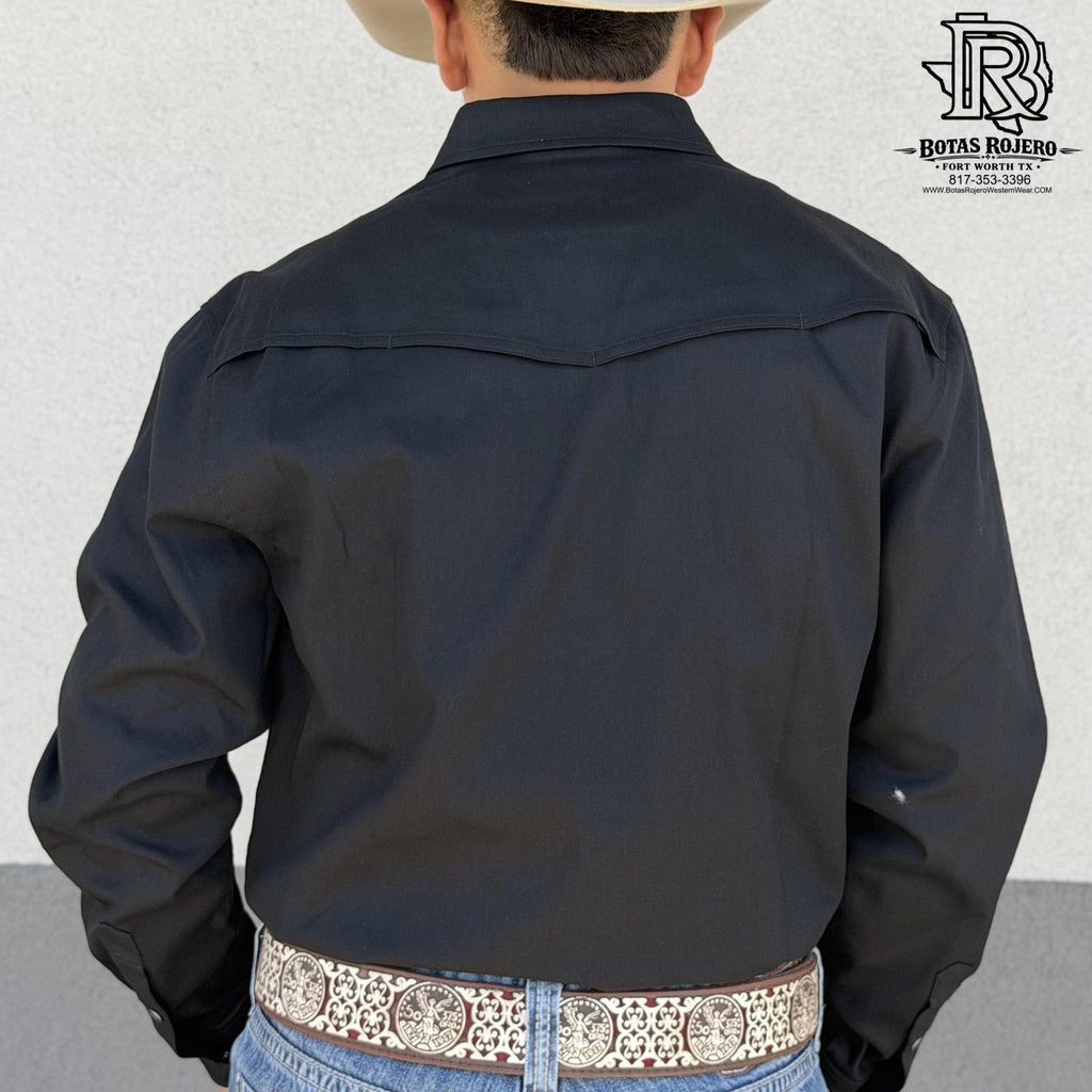 IRON SPUR | Men’s Black Western Pearl Snap Long Sleeve Shirt