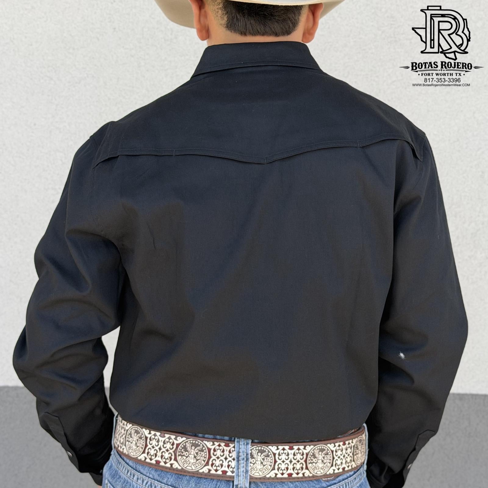 IRON SPUR | Men’s Black Western Pearl Snap Long Sleeve Shirt