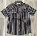 ROCK & ROLL MEN’S TEK STRIPE BLACK PRINTED SHORT SLEEVE SHIRT |BMN3S09452