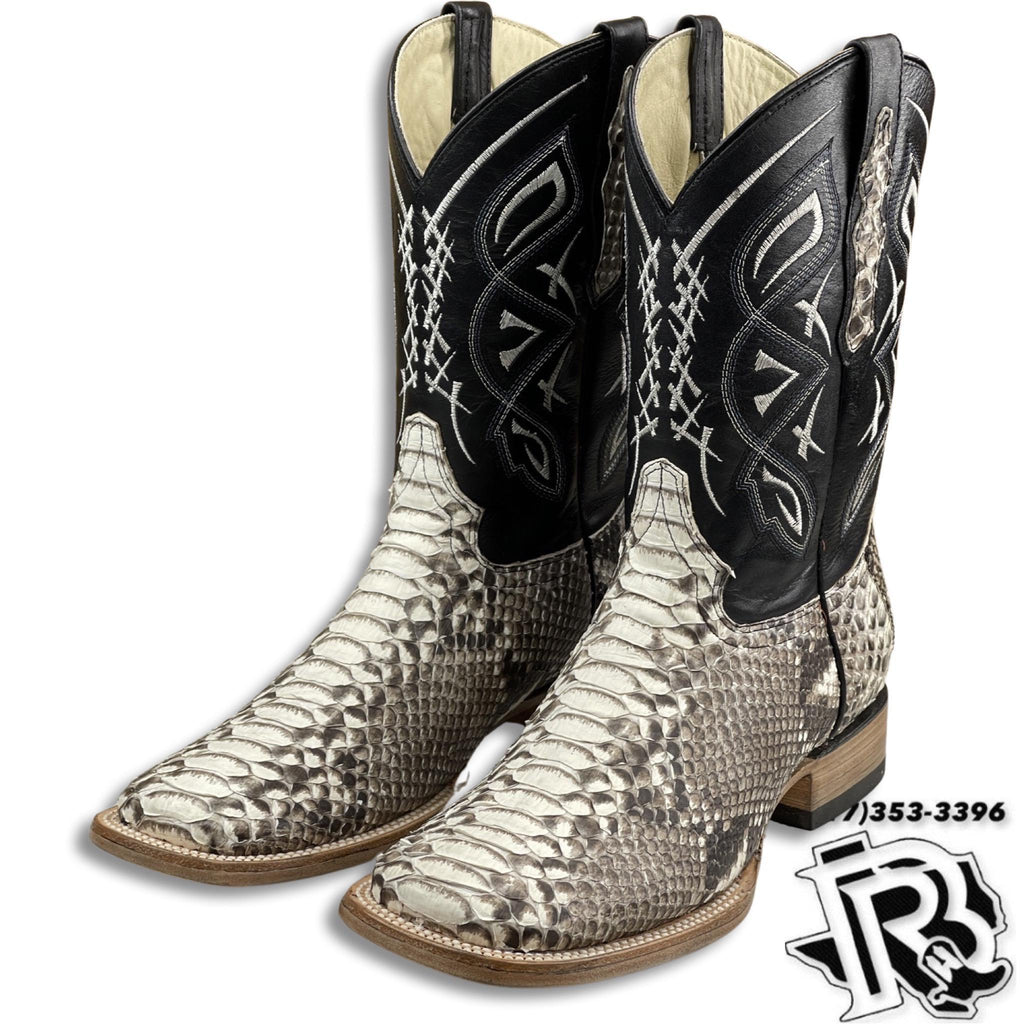 “ Broken Arrow “ | ORIGINAL SNAKE PYTHON MEN NATURAL WESTERN SQUARE TOE BOOTS