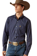 Ariat Men’s Wrinkle Free Daven Fitted Navy Long Sleeve Shirt | 10062199