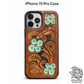 Hand-Tooled Leather Floral Case – iPhone 15 Pro