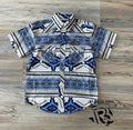 Boys short sleeve Aztec woven snap blue shirt rock & roll | RRBS1SR0QZ