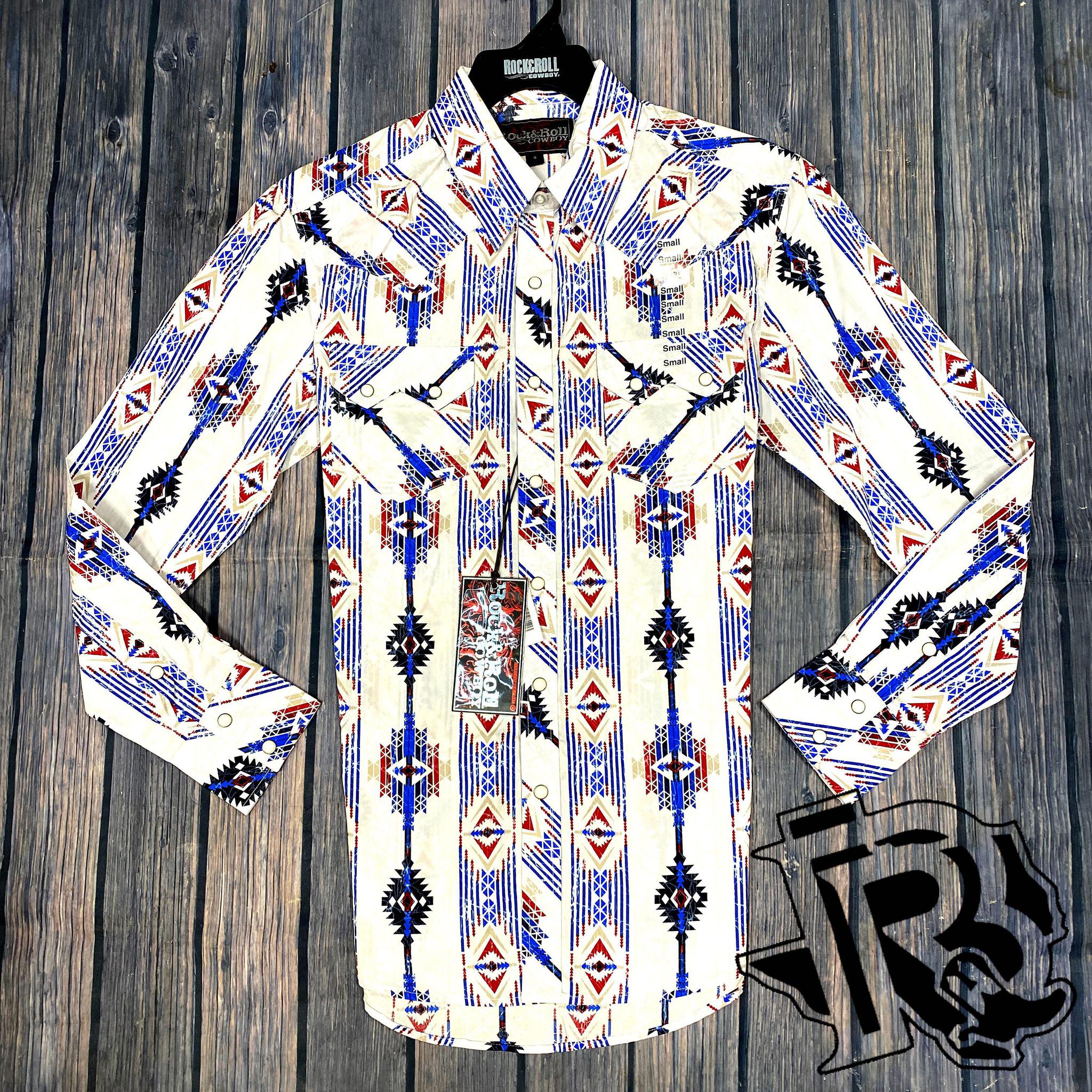 ROCK AND ROLL VINTAGE BLUE LONG SLEEVE SHIRT B2S4059