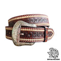 MENS RANGER BELT LEATHER VINTAGE SNOWFLAKE BROWN RH EDGE | IB1022C