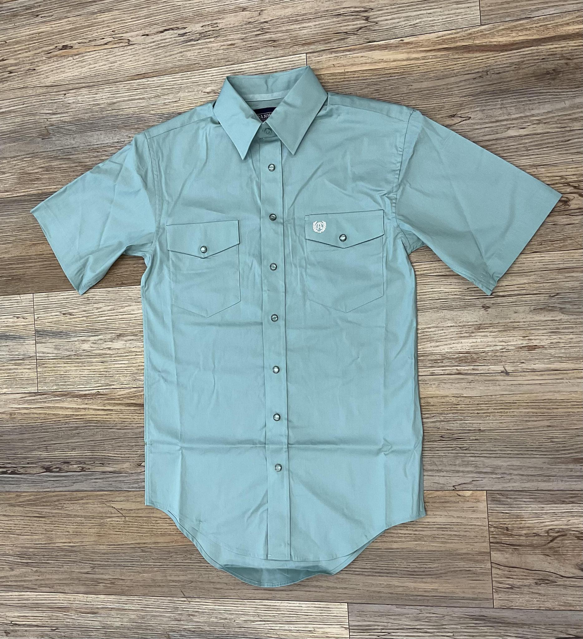 MENS PANHANDLE SOLID POPLIN SHORT SLEEVE AQUA SHIRT | PMN3S03154