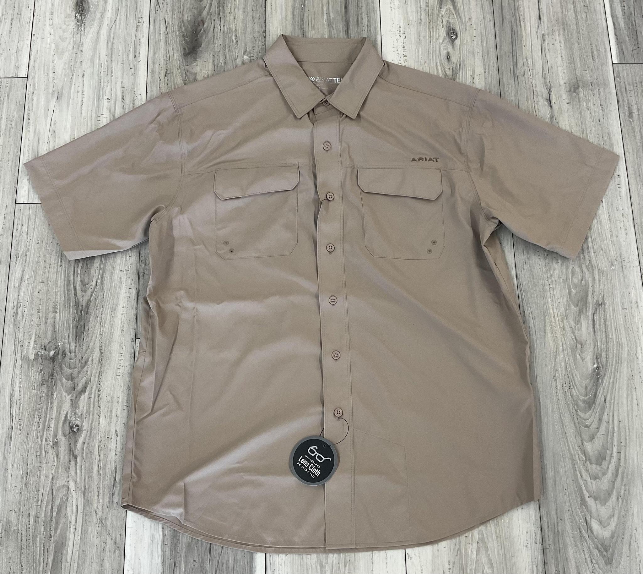 ARIAT MEN’S VENTTEK OUTBOUND TAUPE GREY SHORT SLEEVE SHIRT | 10071552