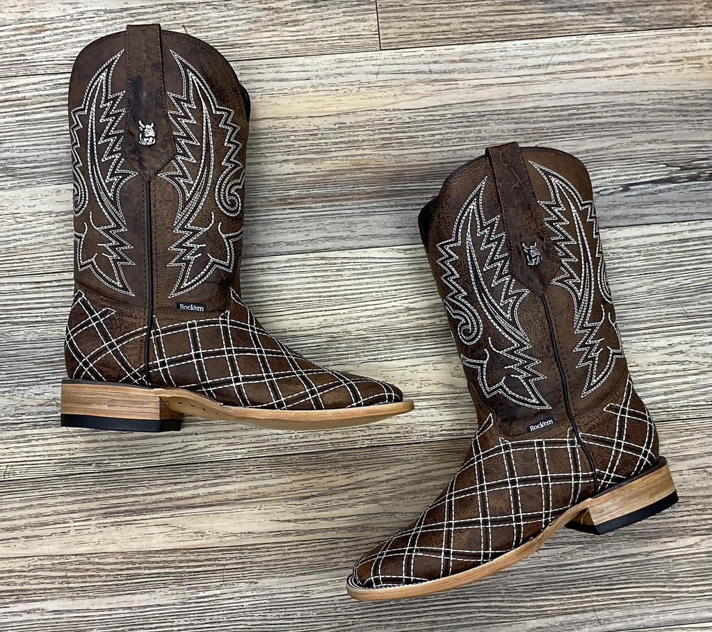 “Riley” Men’s Palmas / Rombos Pattern Western Boots