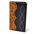 Men's 3D Rodeo Style Black and Brown Genuine Leather Wallet D2500123107