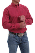 CINCH'S MEN'S MODERN FIT RED LONG SLEEVE BUTTON-UP