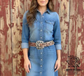 ‘’LINA’’ 1.5 inch Women's Angel Ranch Belt Tan and Black | D140010101