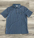 ROCK & ROLL MEN’S BLUE WESTERN VENTED POLO |BM51T09590