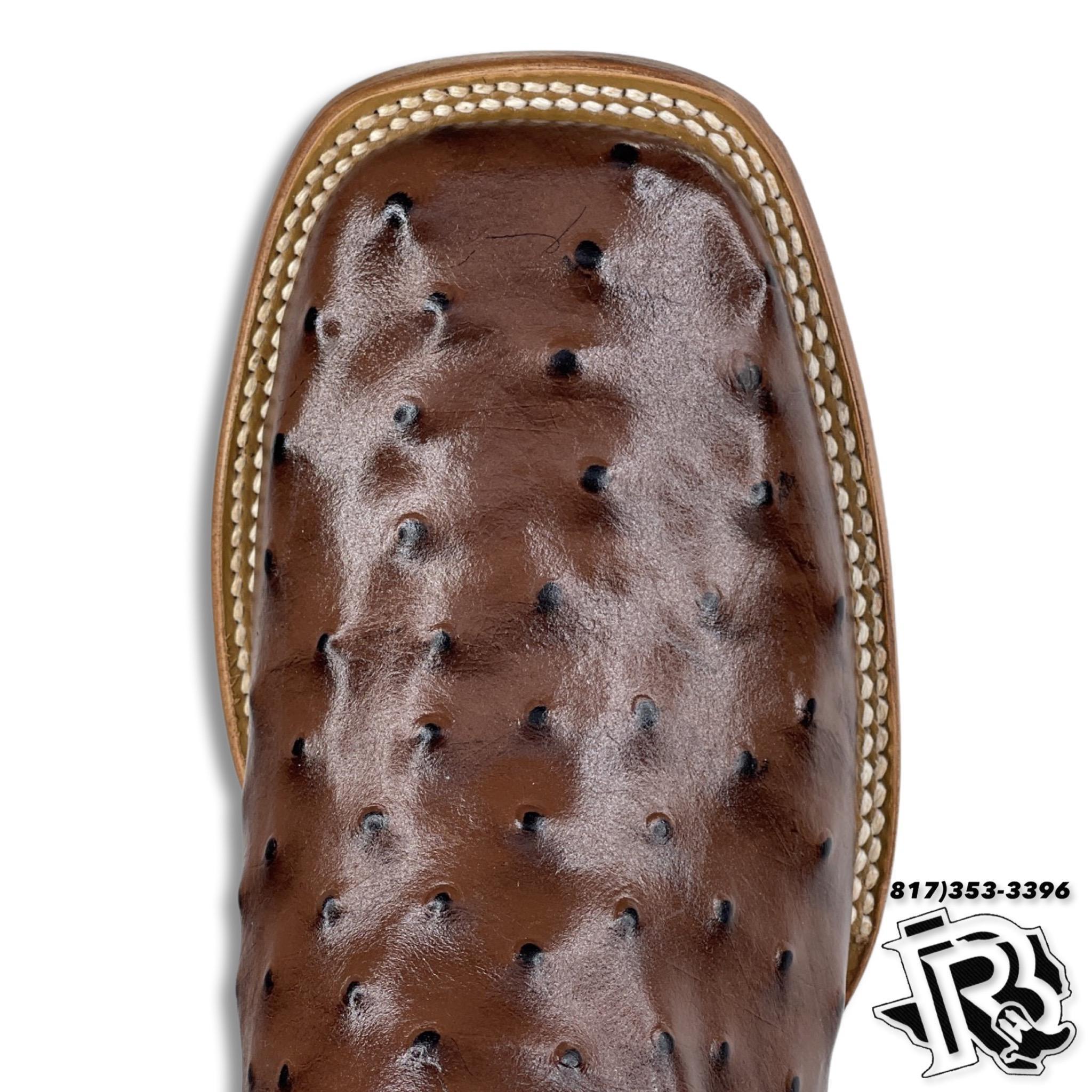 -OSTRICH BROWN PRINT | MEN SQUARE TOE WESTERN COWBOY BOOTS