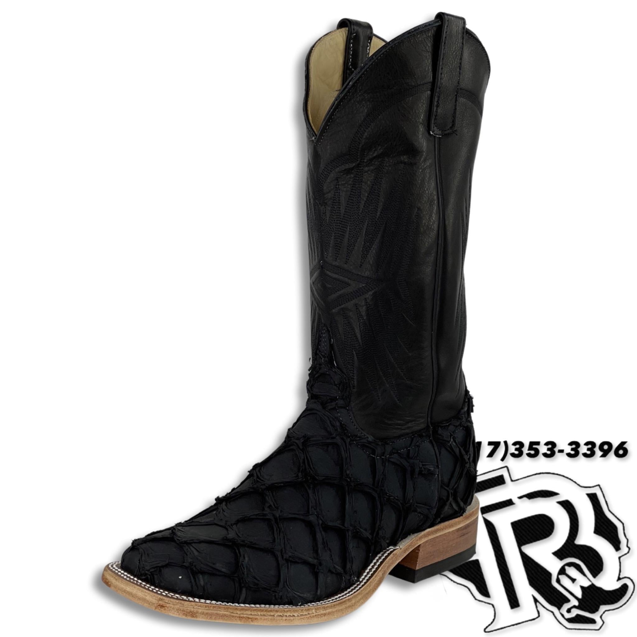 FIS-H BOOTS | ANDERSON BEAN SQUARE TOE MEN WESTERN BOOTS MATTE BLACK STYLE :