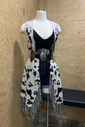 WOMENS ROCK & ROLL COW SWEATER VEST WITH FRINGE BLACK | DW38C01967