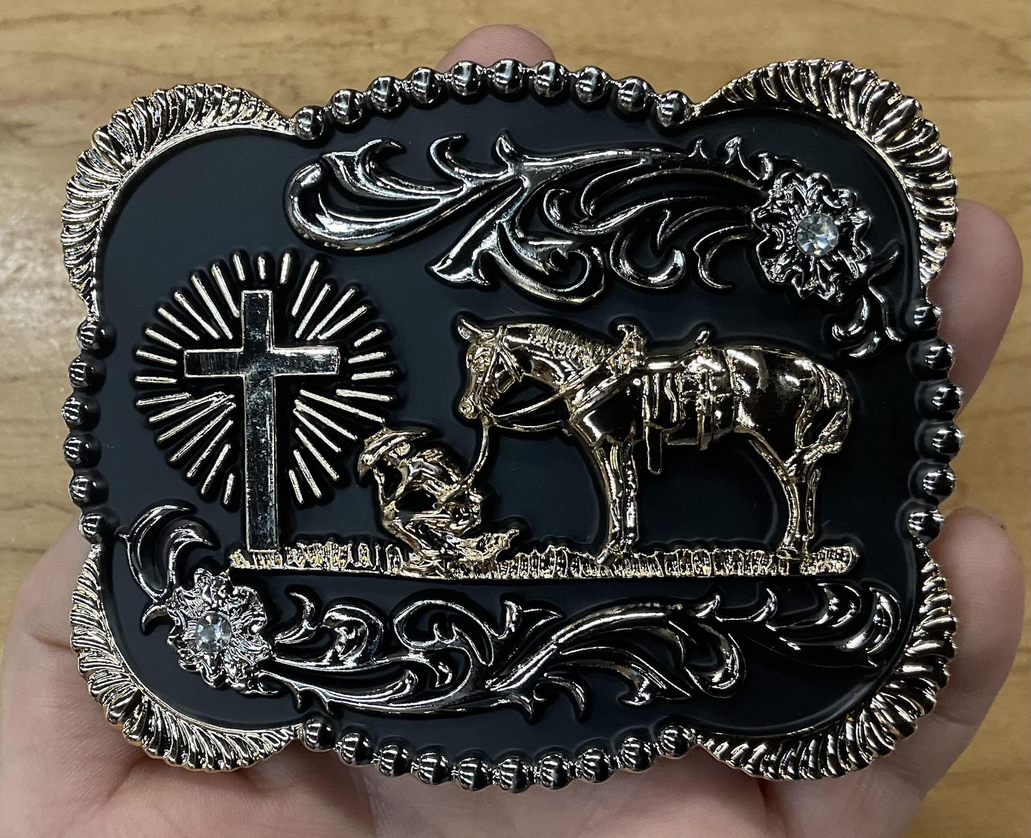 ‘’CROSS’’ COWBOY PRAYING WESTERN BUCKLE