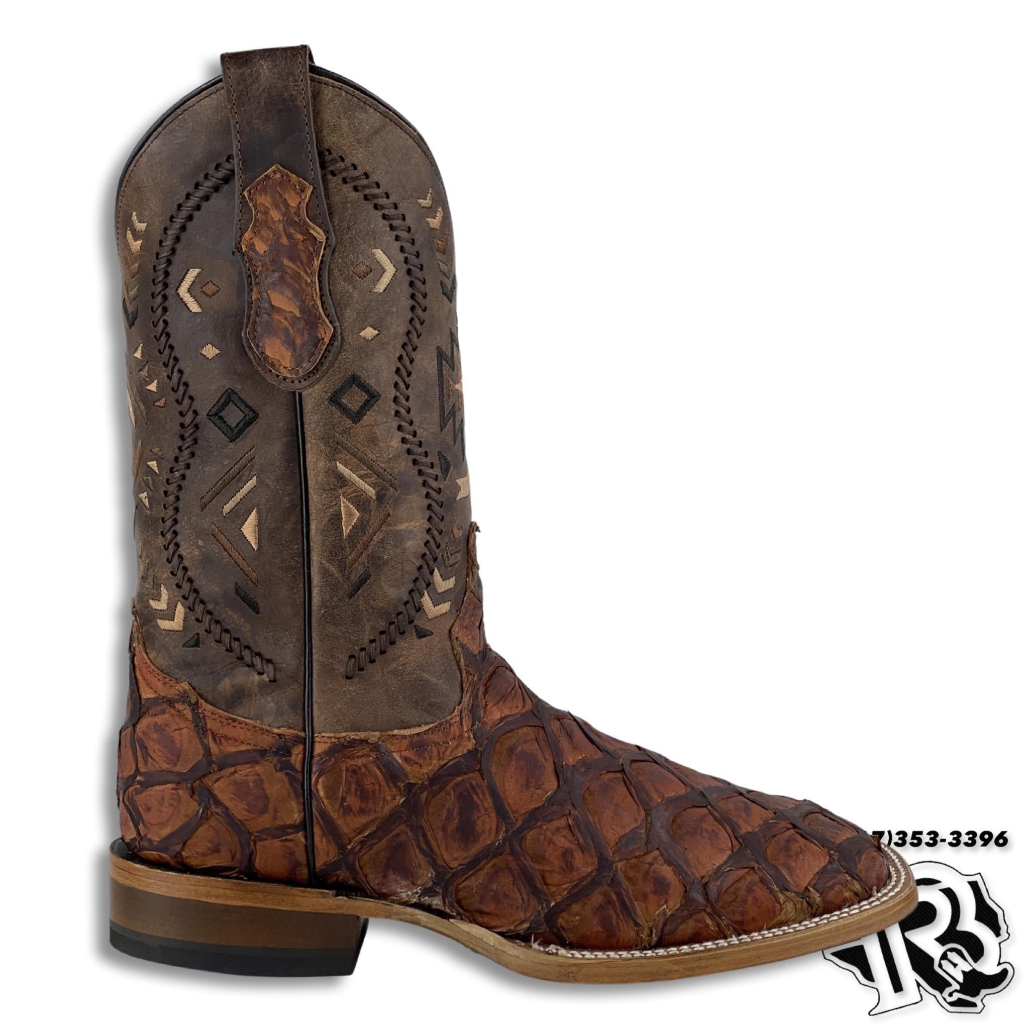 PIRARUCU (fish) BRANDY ORIGNAL | MEN SQUARE TOE WESTERN BOOTS STYLE | Thr5040