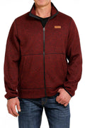 MENS SWEATER JACKET BURGUNDY CINCH | MWJ1584001