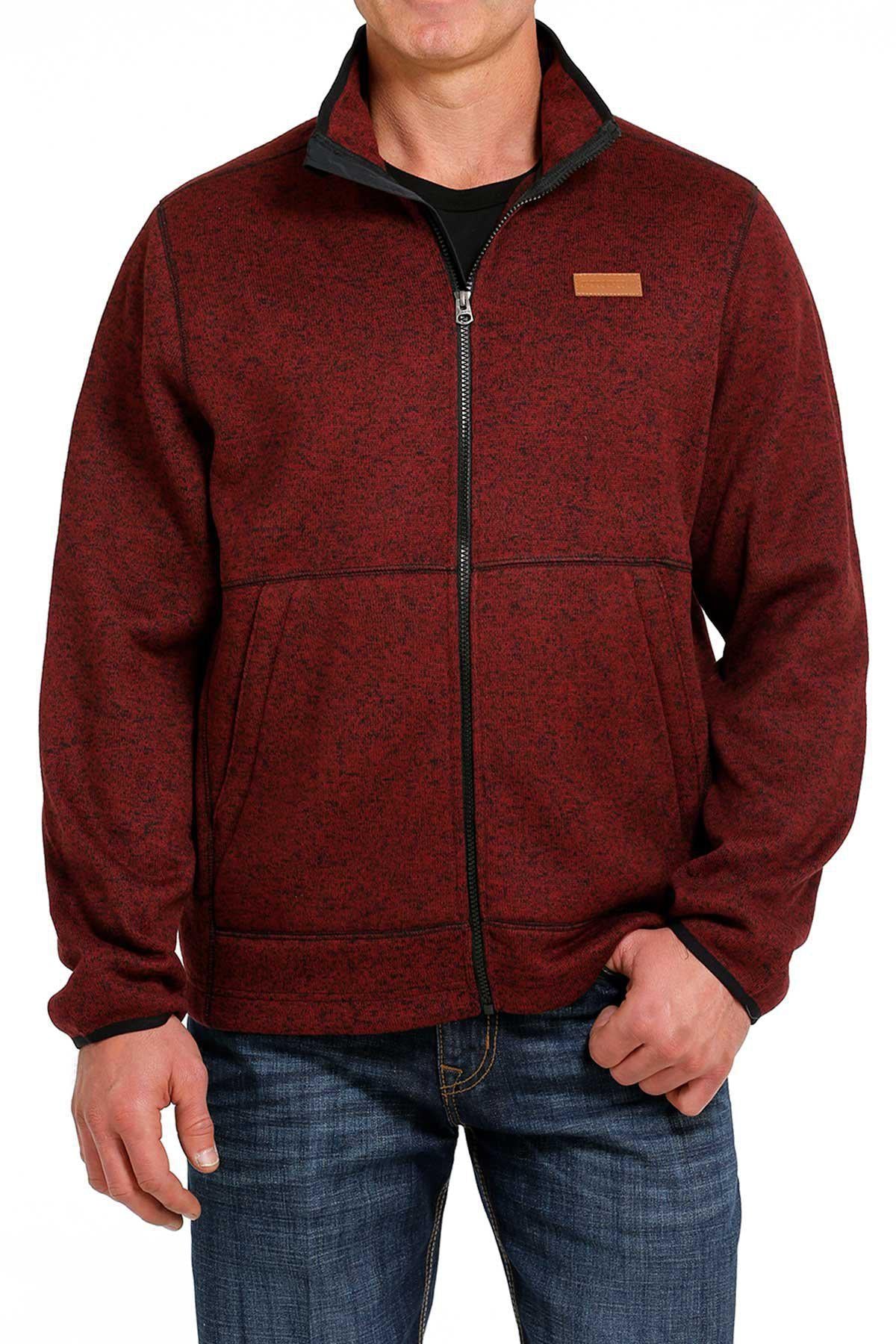 MENS SWEATER JACKET BURGUNDY CINCH | MWJ1584001