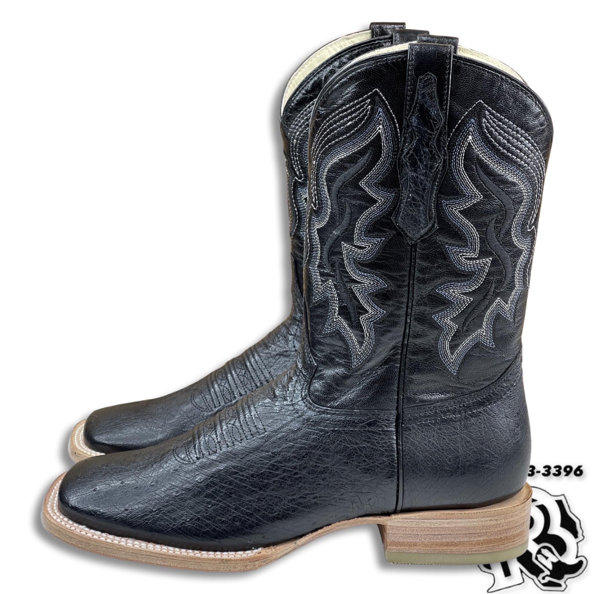 ORIGINAL SOFT OSTRISH | MEN BLACK WESTERN SQUARE TOE BOOTS