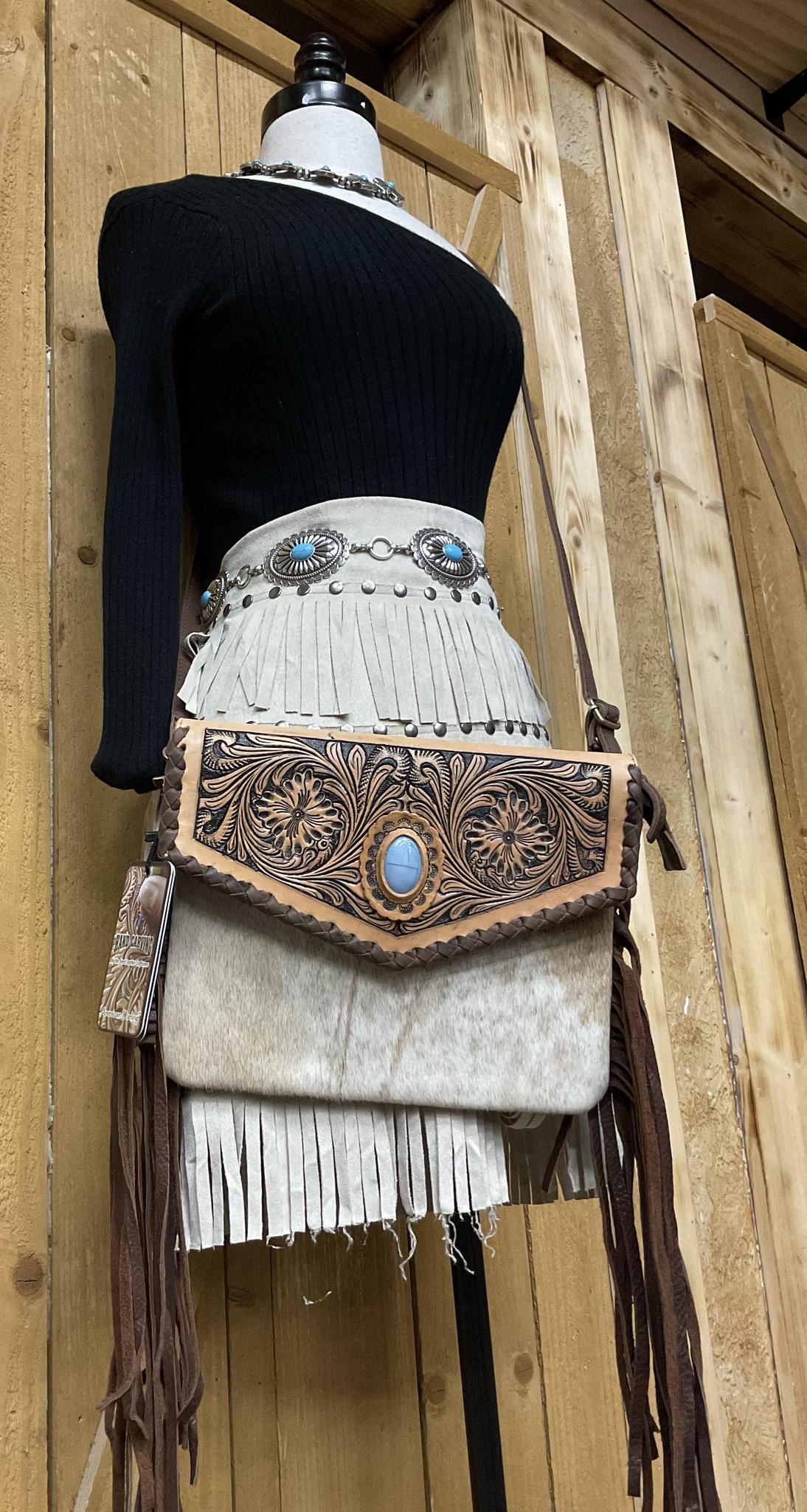 TALIA COWHIDE FRINGE CROSSBODY BAG