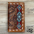 “ THOMAS  “ | MEN BI FOLD WESTERN TOOLED LEATHER WALLET BEADED IRON SPUR
