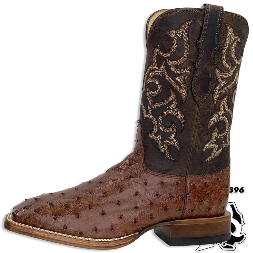 “ Wagon Boss “ | OSTRICH ANTIQUE BROWN ORIGNAL JUSTIN BOOTS MEN SQUARE TOE WESTERN BOOTS P01201