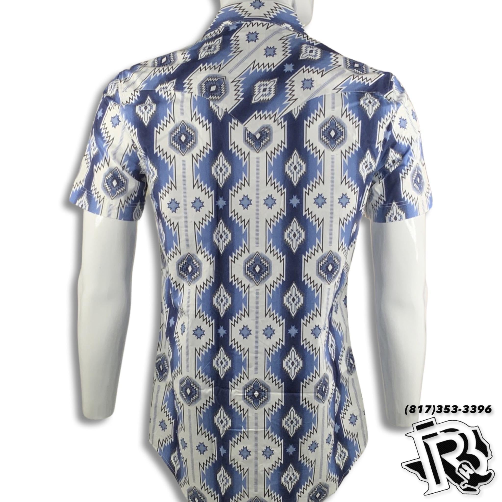 MENS SHIRT | ROCK AND ROLL BLUE AZTEC  (B1S3317)