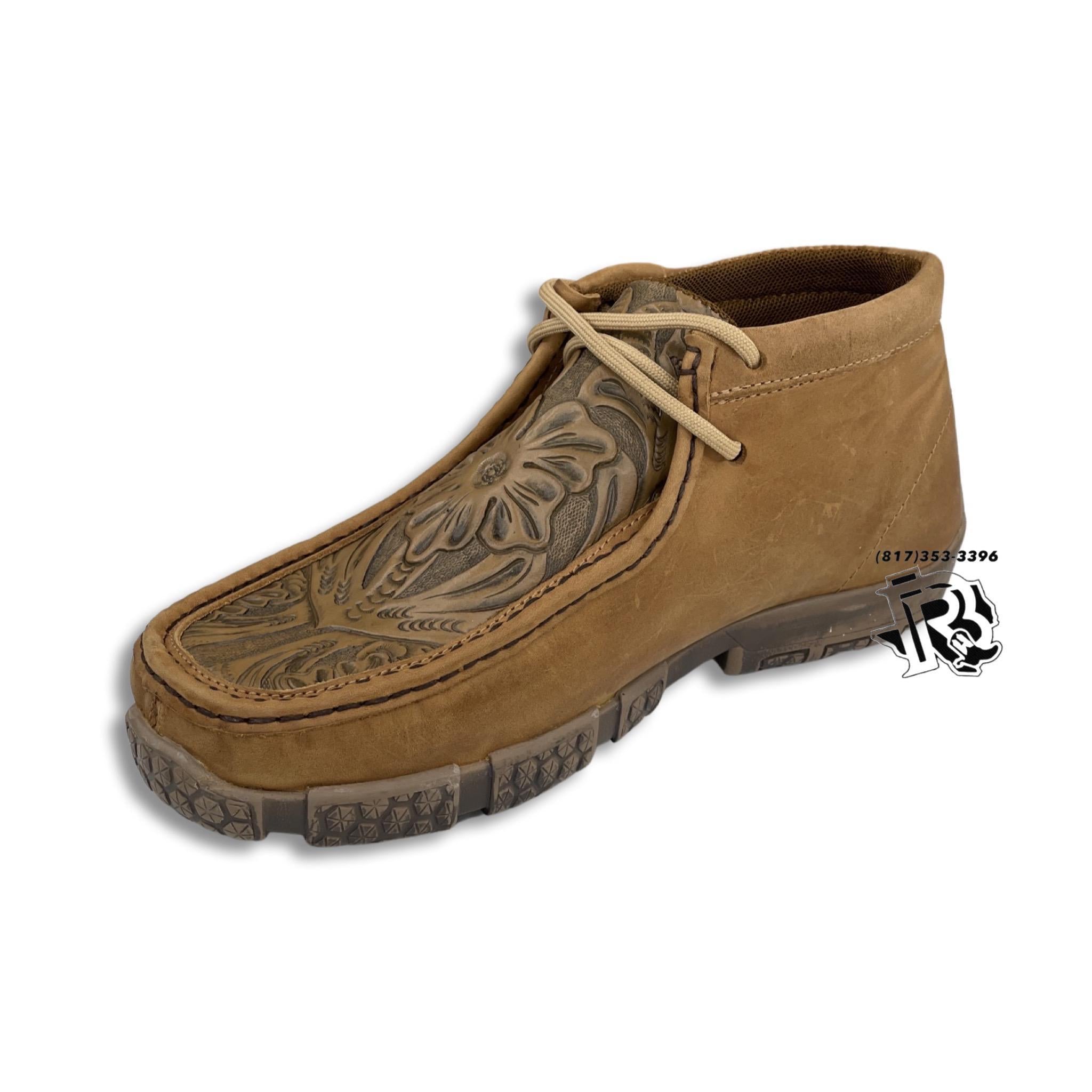 “ FRANK “ | MEN MOC SHOES WITH TOOLED LEATHER LIGHT BROWN