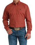 CINCH MEN'S RED GEOMETRIC PRINT LONG SLEEVE BUTTON DOWN WESTERN SHIRT |MTW1105653