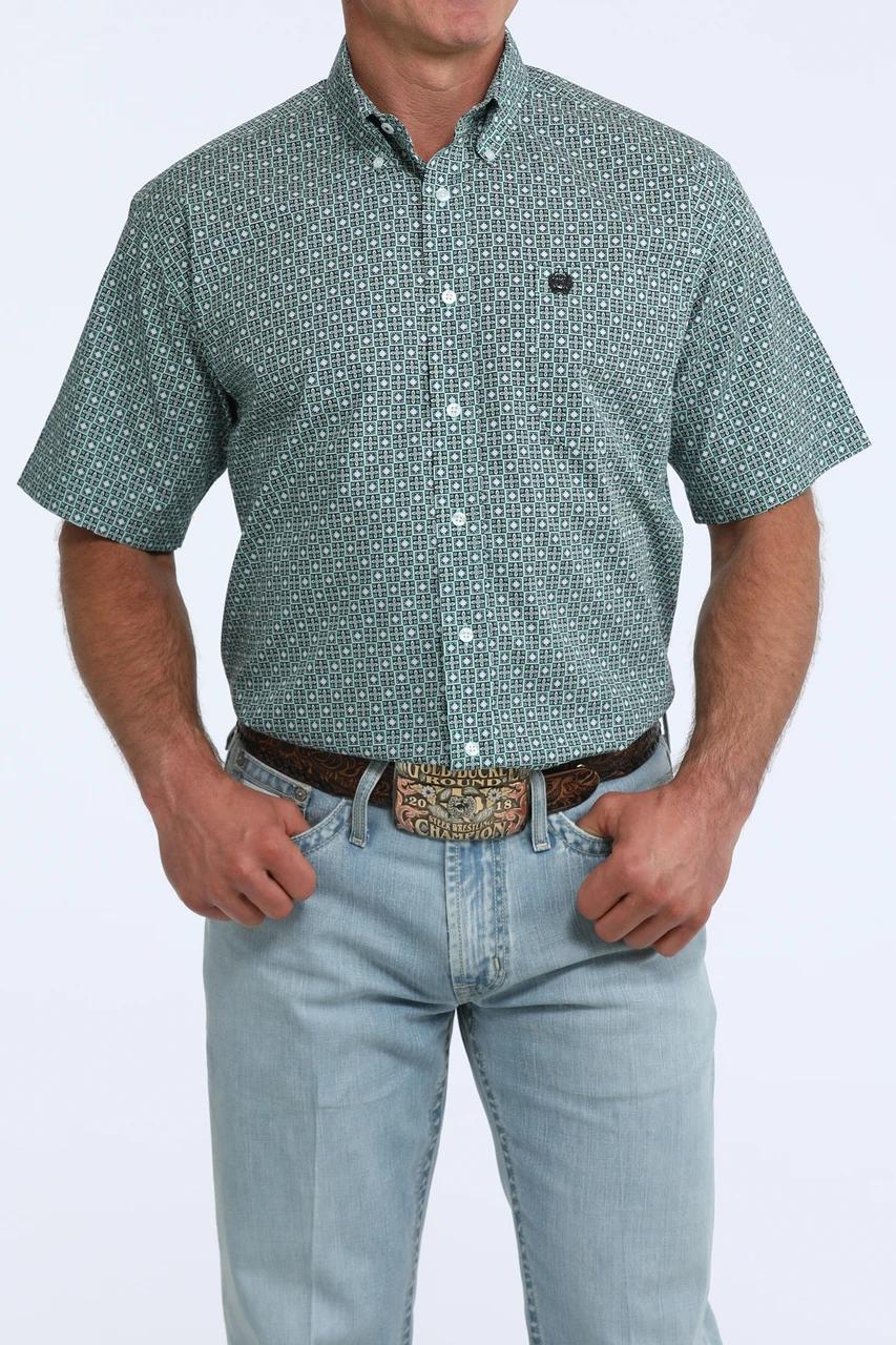 CINCH MEN’S GREEN GEOMETRIC PRINT SHIRT | MTW1111528