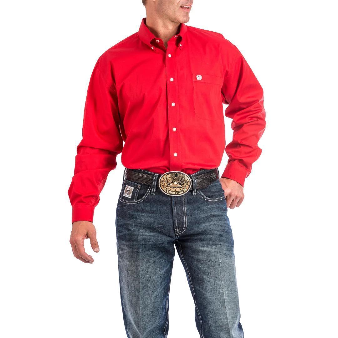 Cinch Men's Solid Red Button Down Shirt |MTW1103313