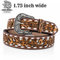" GARRETT "| 1.75 INCH IRON SPUR WESTERN TOOLED LEATHER BELT