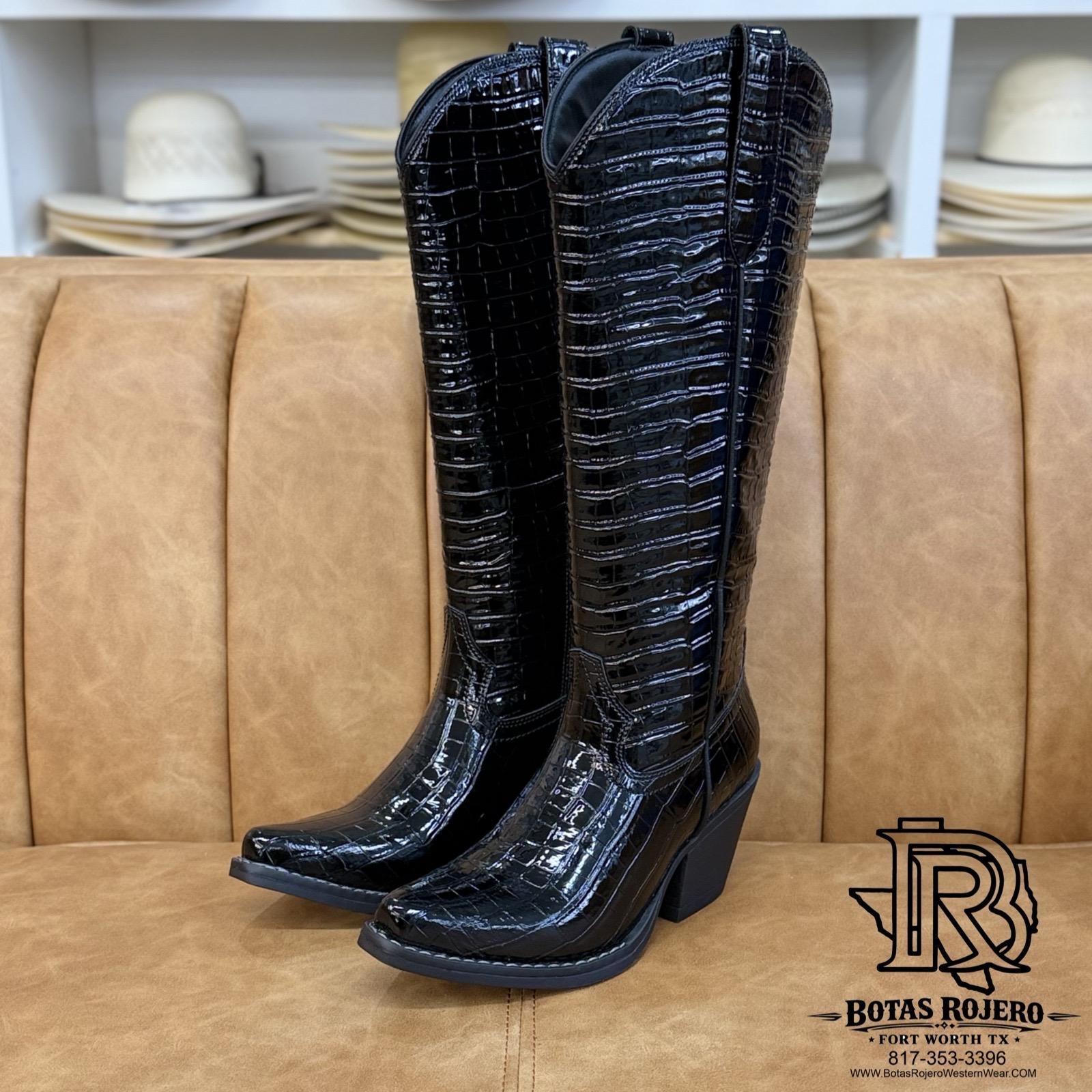 Sweetwater | IRON SPUR WOMEN WESTERN BOOTS CAIMAN PRINT BLACK GLOSS