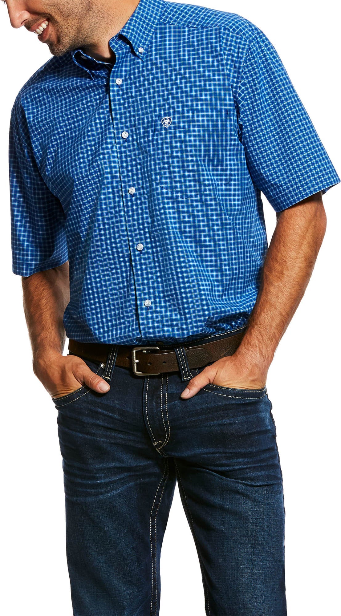 10026617 MNS NAYLON SS STRETCH PERF SHIRT MZRN BL