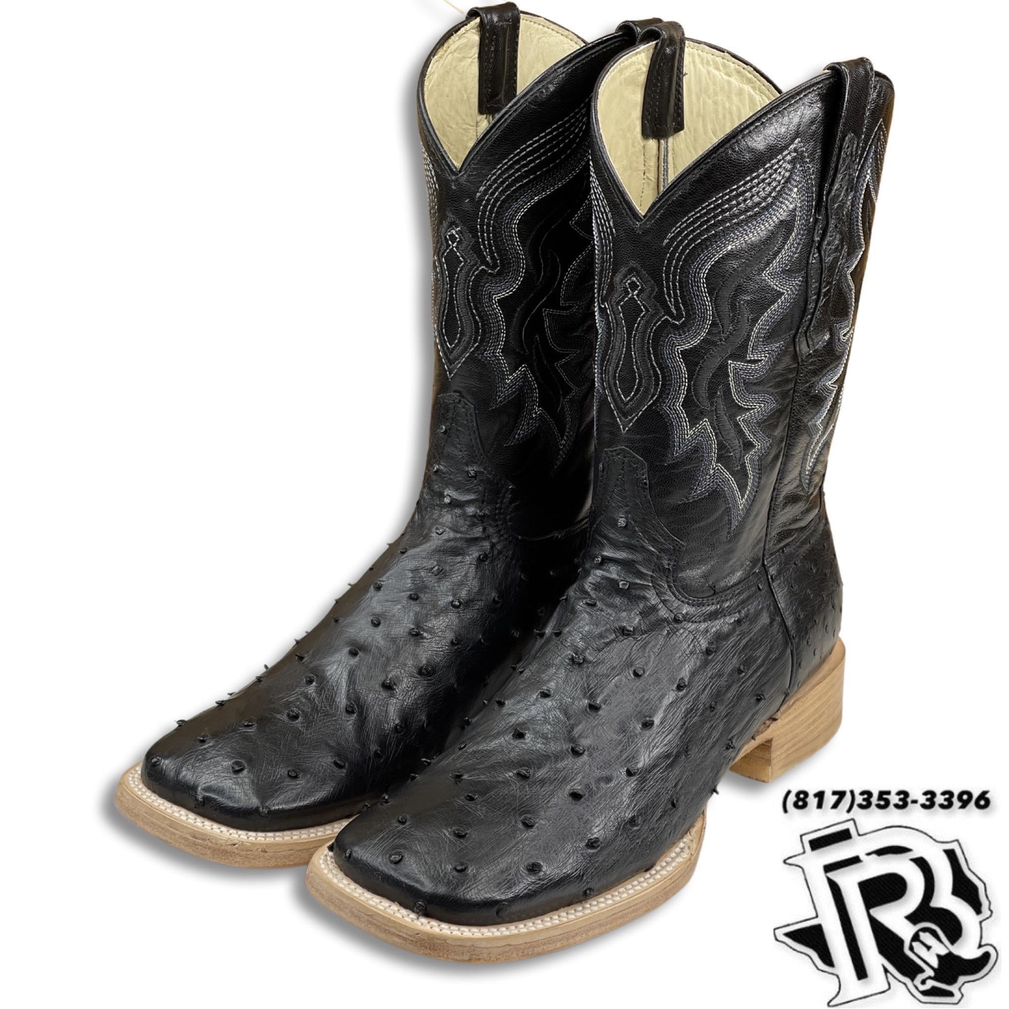 ORIGINAL OSTRISH | MEN BLACK WESTERN SQUARE TOE BOOTS