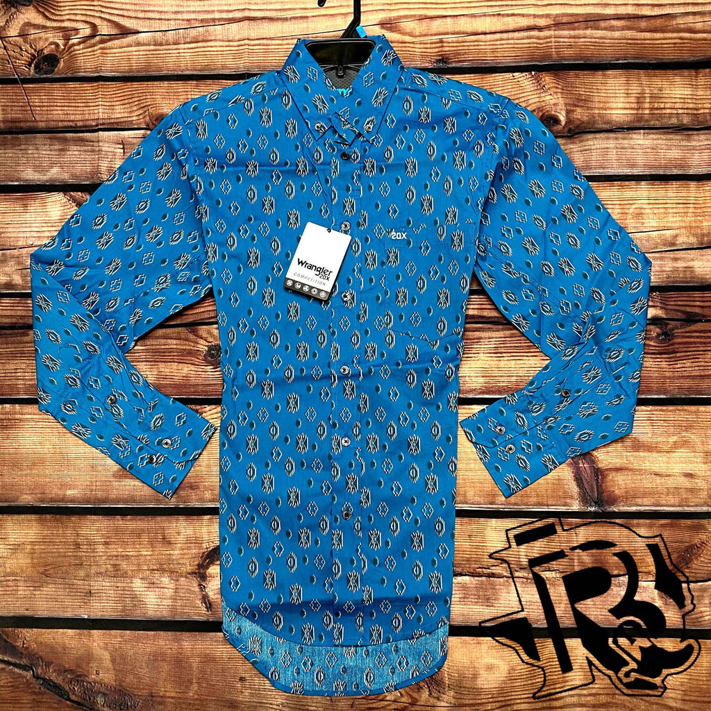 MEN'S WRANGLER® 20X® COMPETITION PERFORMANCE LONG SLEEVE BUTTON DOWN PRINT SHIRT