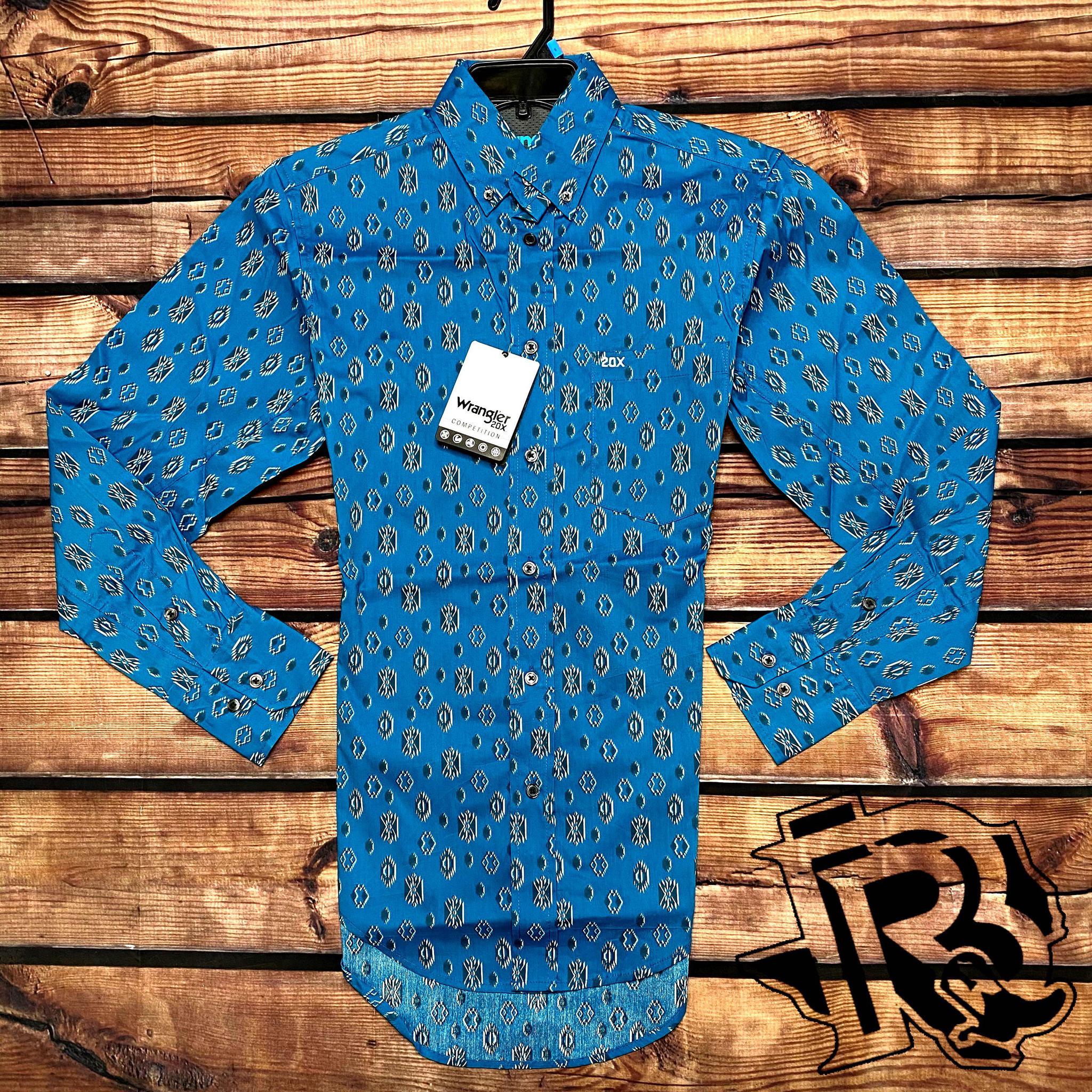 MEN'S WRANGLER® 20X® COMPETITION PERFORMANCE LONG SLEEVE BUTTON DOWN PRINT SHIRT