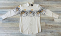 Mens Rock & Roll long sleeve 2pkt bronc border tan shirt | SMN2S03217