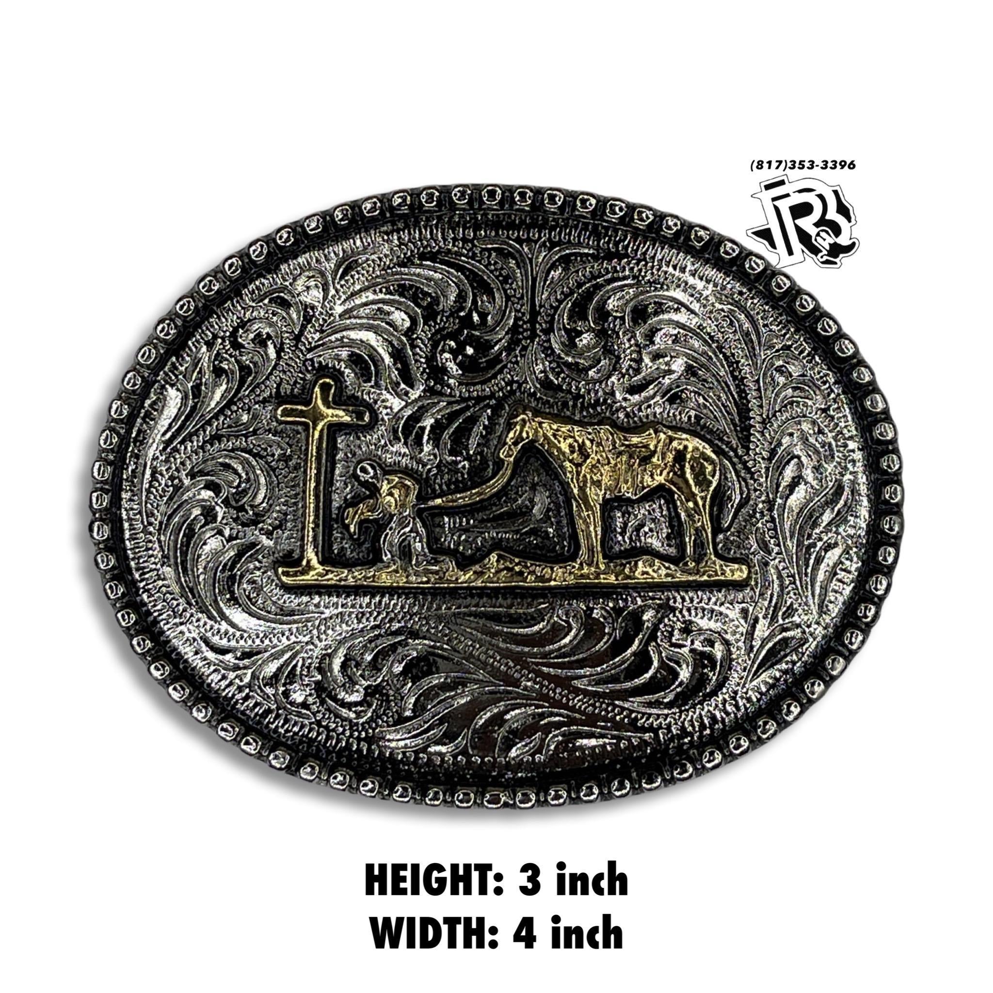 “ Cowboy & Cross “ | MEN WESTERN BELT BUCKLE SQUARE