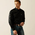 ARIAT MEN’S TEAM LOGO TWILL FITTED BLACK/GREY  LONG SLEEVE SHIRT | 10062659