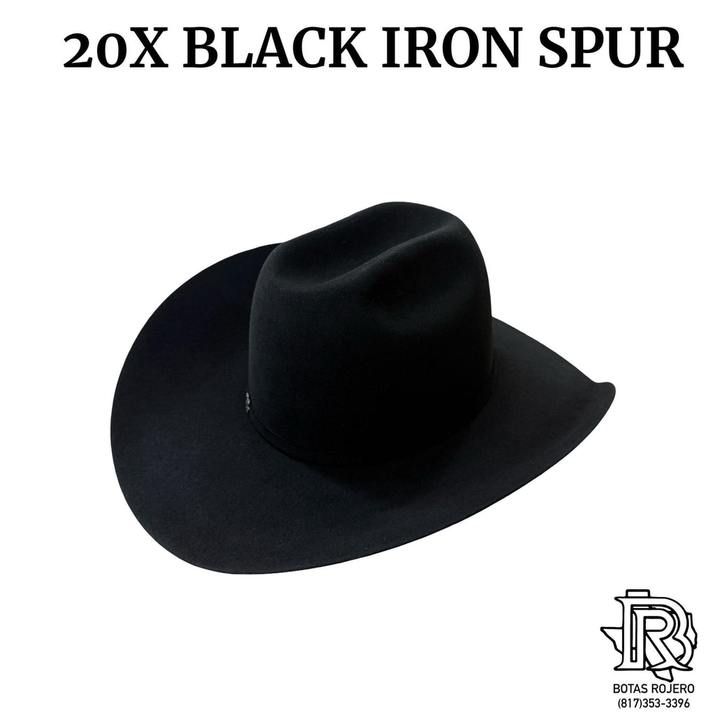 20X IRON SPUR BLACK FELT HAT 4 1/4 INCH BRIM